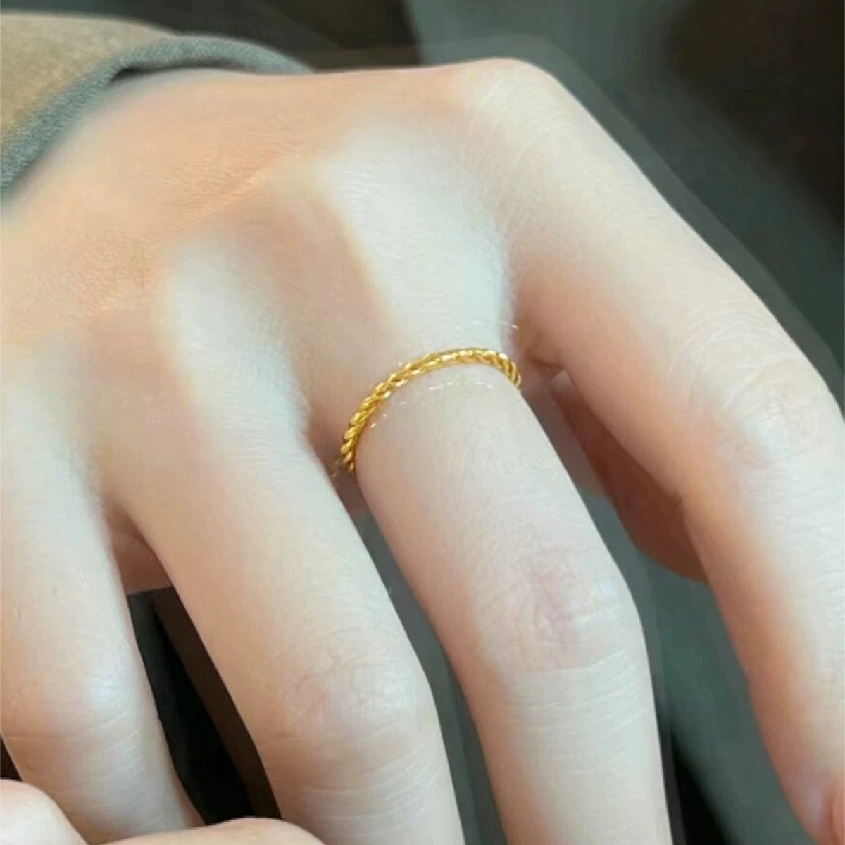 Twisted Minimalist Plain Band Faux Gold Ring