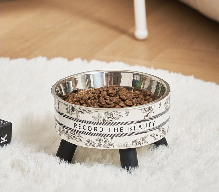 New Product Pet Stainless Steel Feeding Bowl With Neck Protection, High-legged, Anti-slip And Anti-tip Pet Bowl
