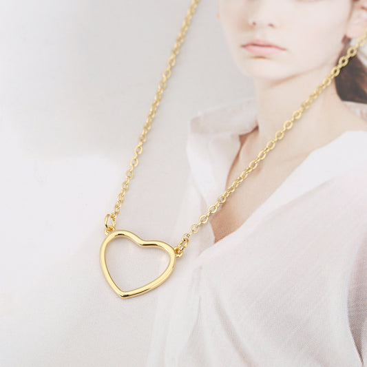 Popular Online Minimalist Hollowed-out Heart Pendant Necklace