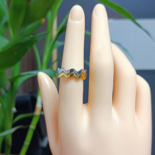 Womens Minimalist Wavy Titanium Steel Ring