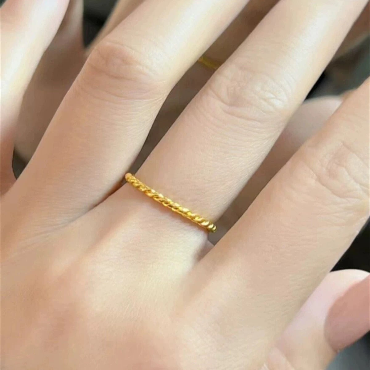 Twisted Minimalist Plain Band Faux Gold Ring