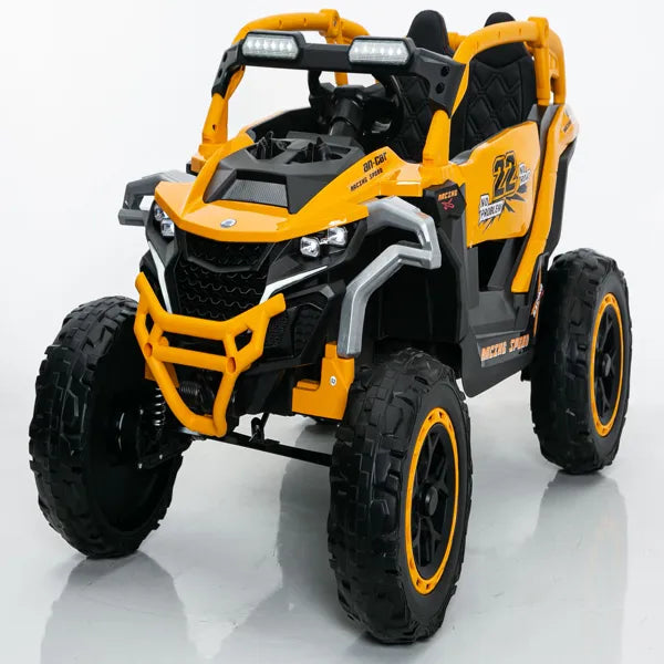 Ride On Models Truck Car 12V Kids Electric Vehicles, Remote Control, Front & Rear Shock Suspension, 2 Seater UTV, Flashlights And A Built-in Music Player, For Age 3-6 Years Old (Yellow)