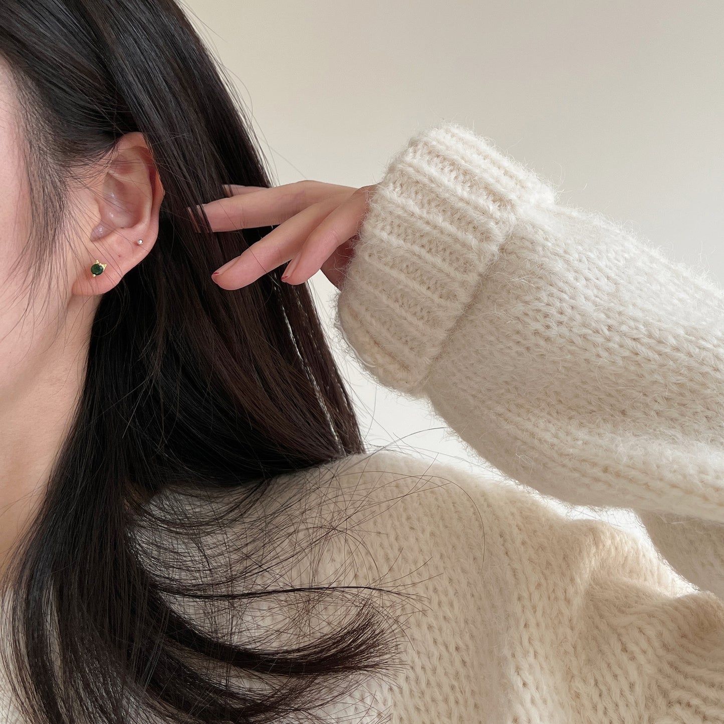 Dainty Sterling Silver Cat Stud Earrings For Women