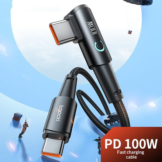 100W Fast-charging Type-C Cable With Illuminated Bend For Data And Charging