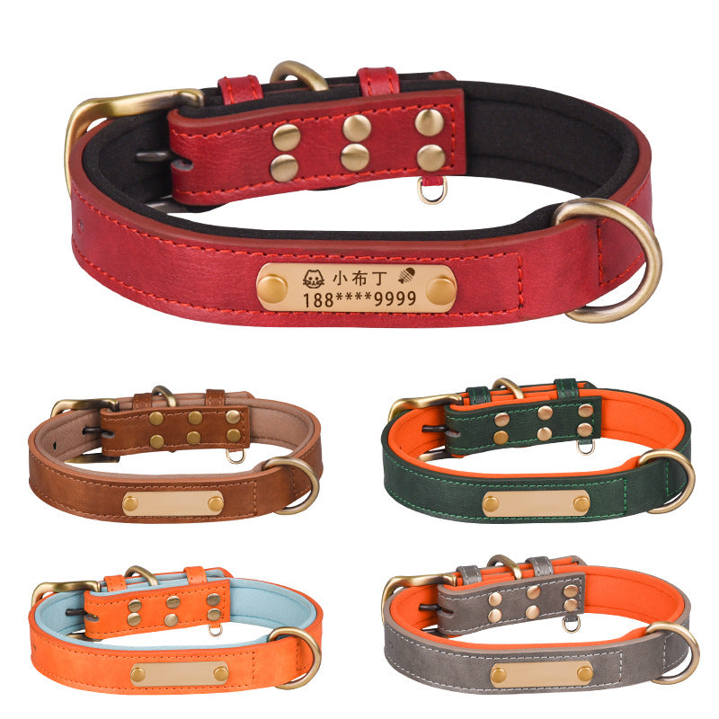 Breathable Dog Collar Retro Leather Dog Leash