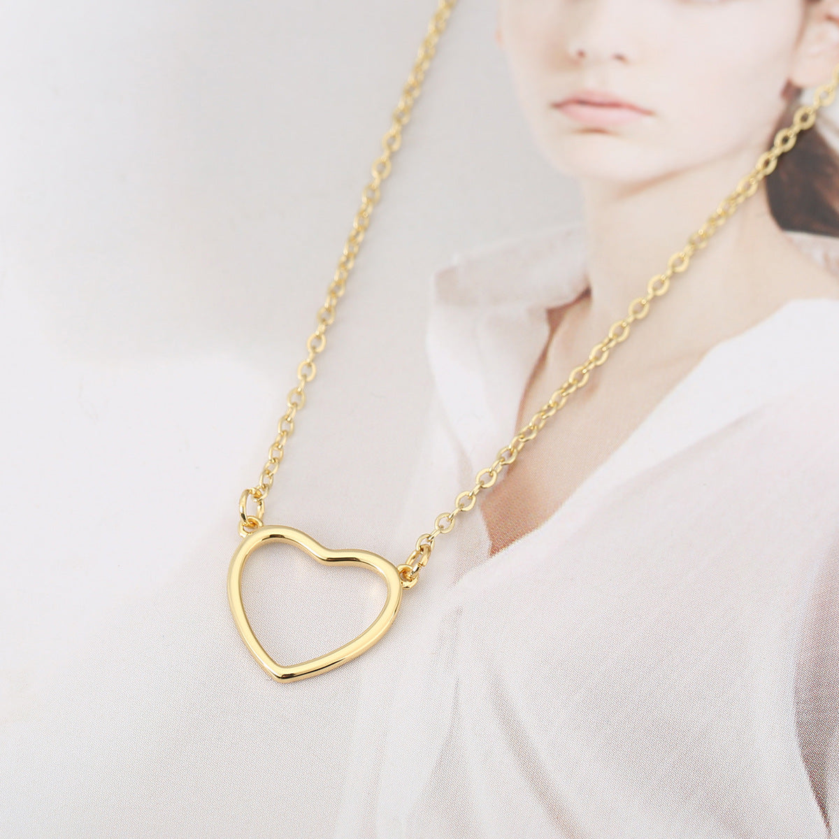 Popular Online Minimalist Hollowed-out Heart Pendant Necklace