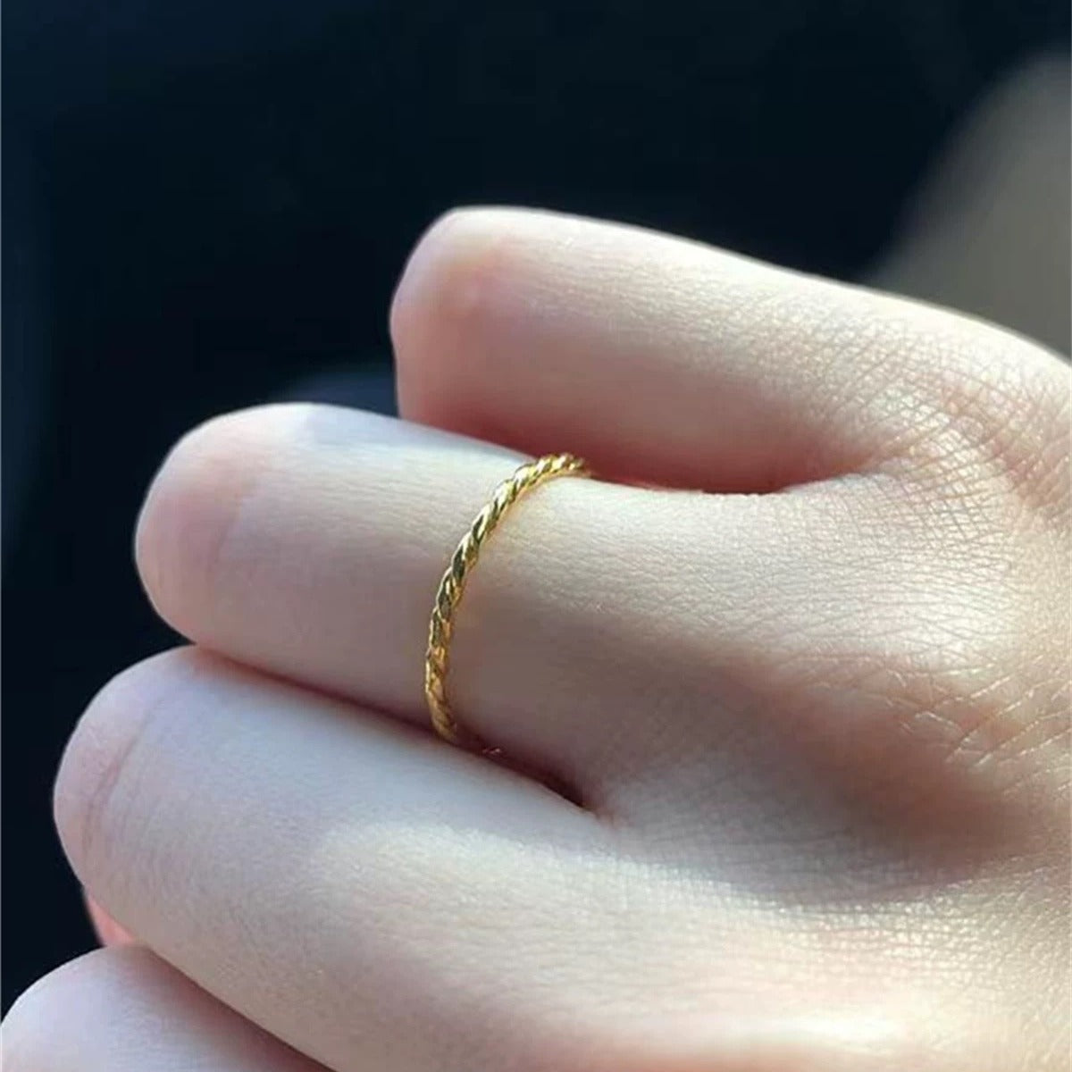 Twisted Minimalist Plain Band Faux Gold Ring
