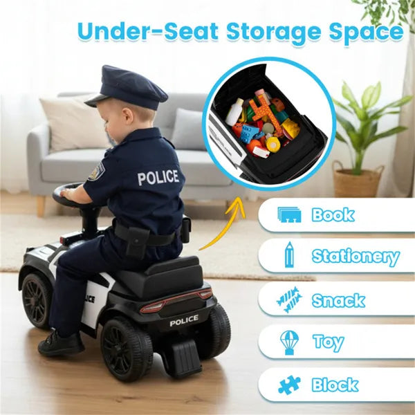 Kids Police Push Car With Flashing Lights & Siren, Perfect Gift For Little Officers 18 Months+