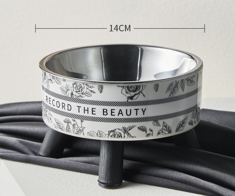 New Product Pet Stainless Steel Feeding Bowl With Neck Protection, High-legged, Anti-slip And Anti-tip Pet Bowl