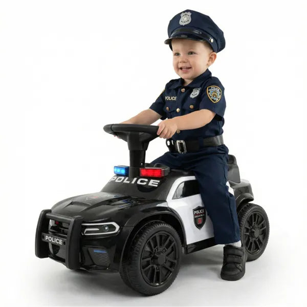 Kids Police Push Car With Flashing Lights & Siren, Perfect Gift For Little Officers 18 Months+