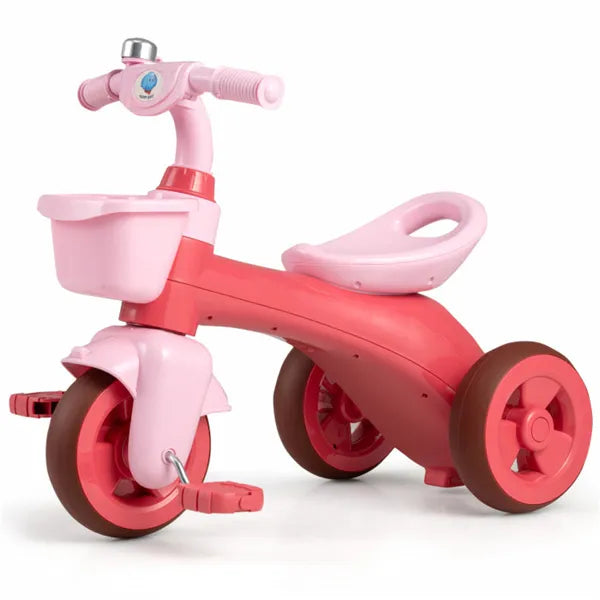 Toddler Tricycle For 3-5 Years - Stable Triangular Structure, Front & Rear Storage Baskets