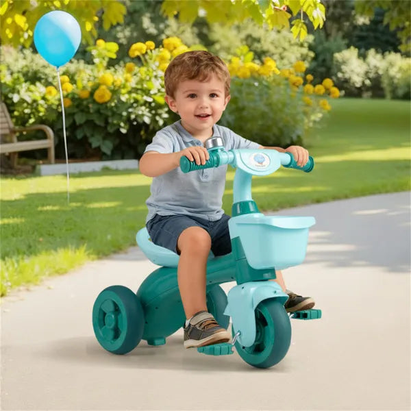 Toddler Tricycle For 3-5 Years - Stable Triangular Structure, Front & Rear Storage Baskets