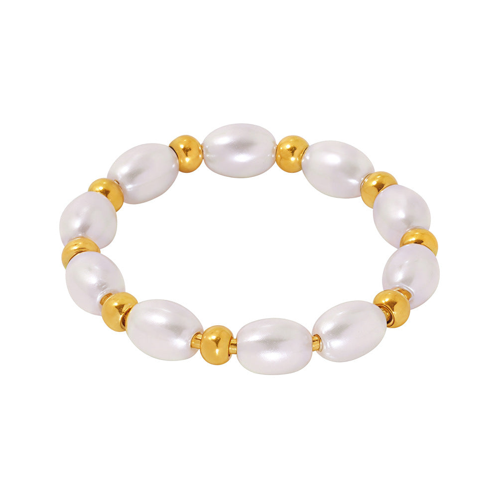 Womens Niche Design Ring With Imitation Pearl And Bead Accents