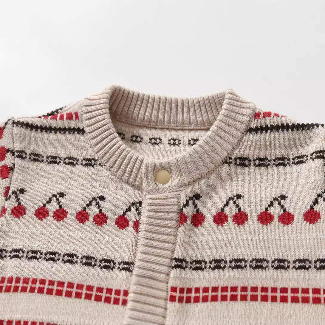 Knitted Jacquard Double-Layer Thickened Baby Romper For FallWinter