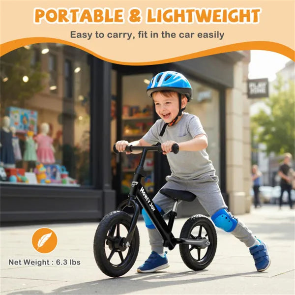 Toddler Balance Bike For 2-5 Years - Adjustable Height, 6.3LBS Lightweight & 11" Foam Tires-Black