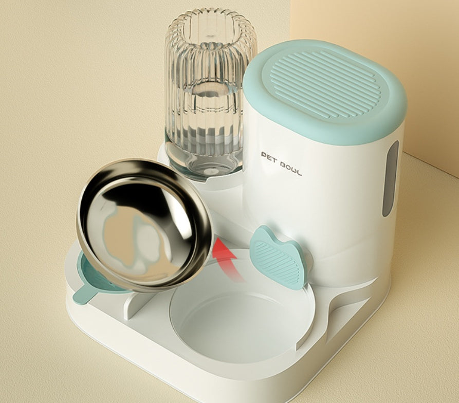 New Model Water And Food Combined Feeding Device For Cats - Automatic Integrated Pet Feeding Set For Cats And Dogs.