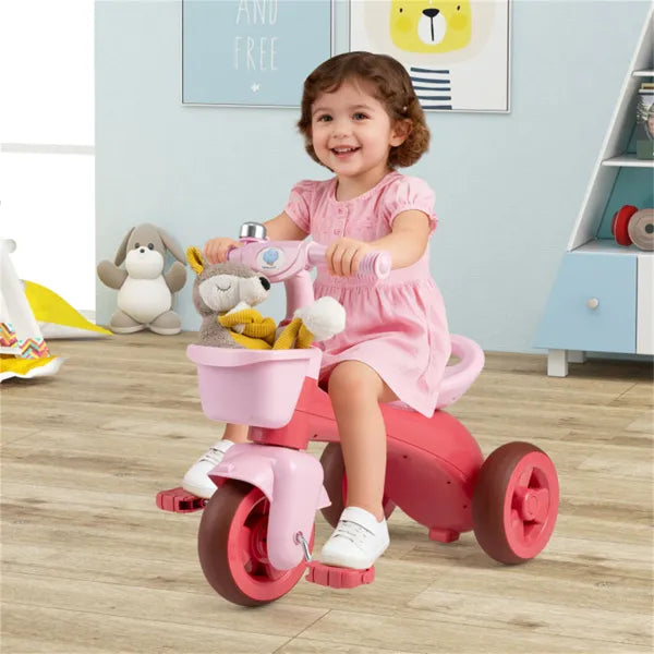 Toddler Tricycle For 3-5 Years - Stable Triangular Structure, Front & Rear Storage Baskets