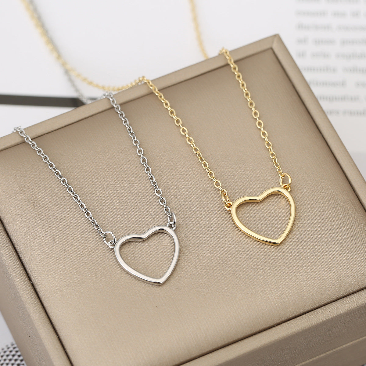 Popular Online Minimalist Hollowed-out Heart Pendant Necklace