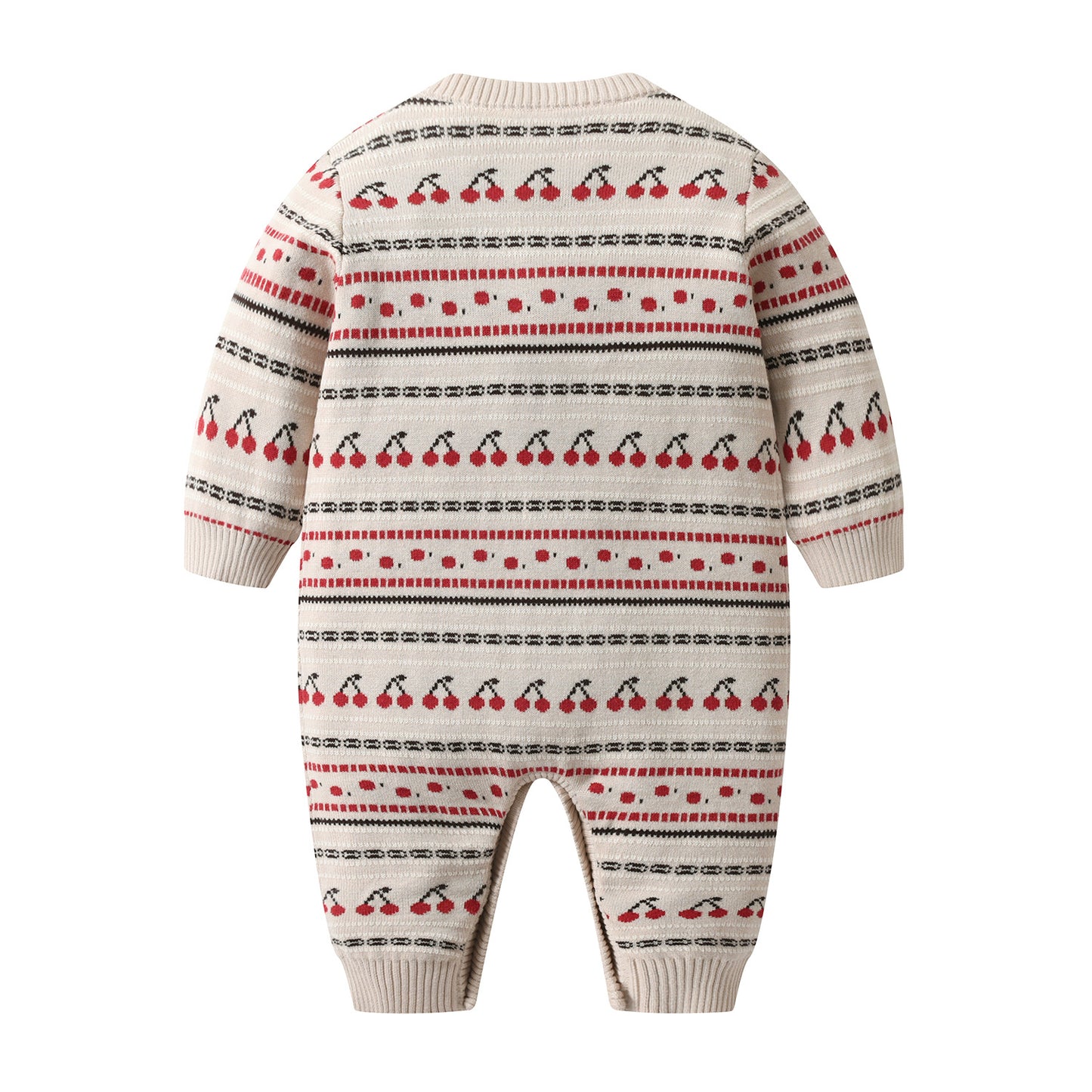 Knitted Jacquard Double-Layer Thickened Baby Romper For FallWinter
