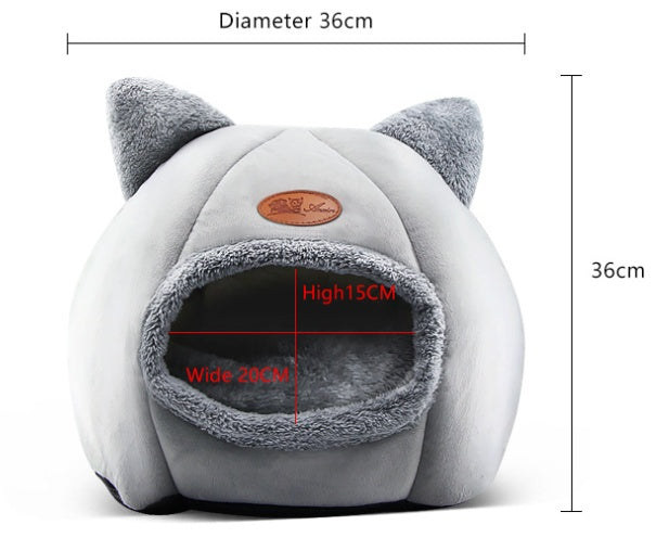 New Semi-enclosed Warm Pet Bed For Cats And Dogs, With Plush Lining, In A Round Shape