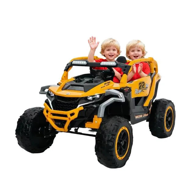 Ride On Models Truck Car 12V Kids Electric Vehicles, Remote Control, Front & Rear Shock Suspension, 2 Seater UTV, Flashlights And A Built-in Music Player, For Age 3-6 Years Old (Yellow)