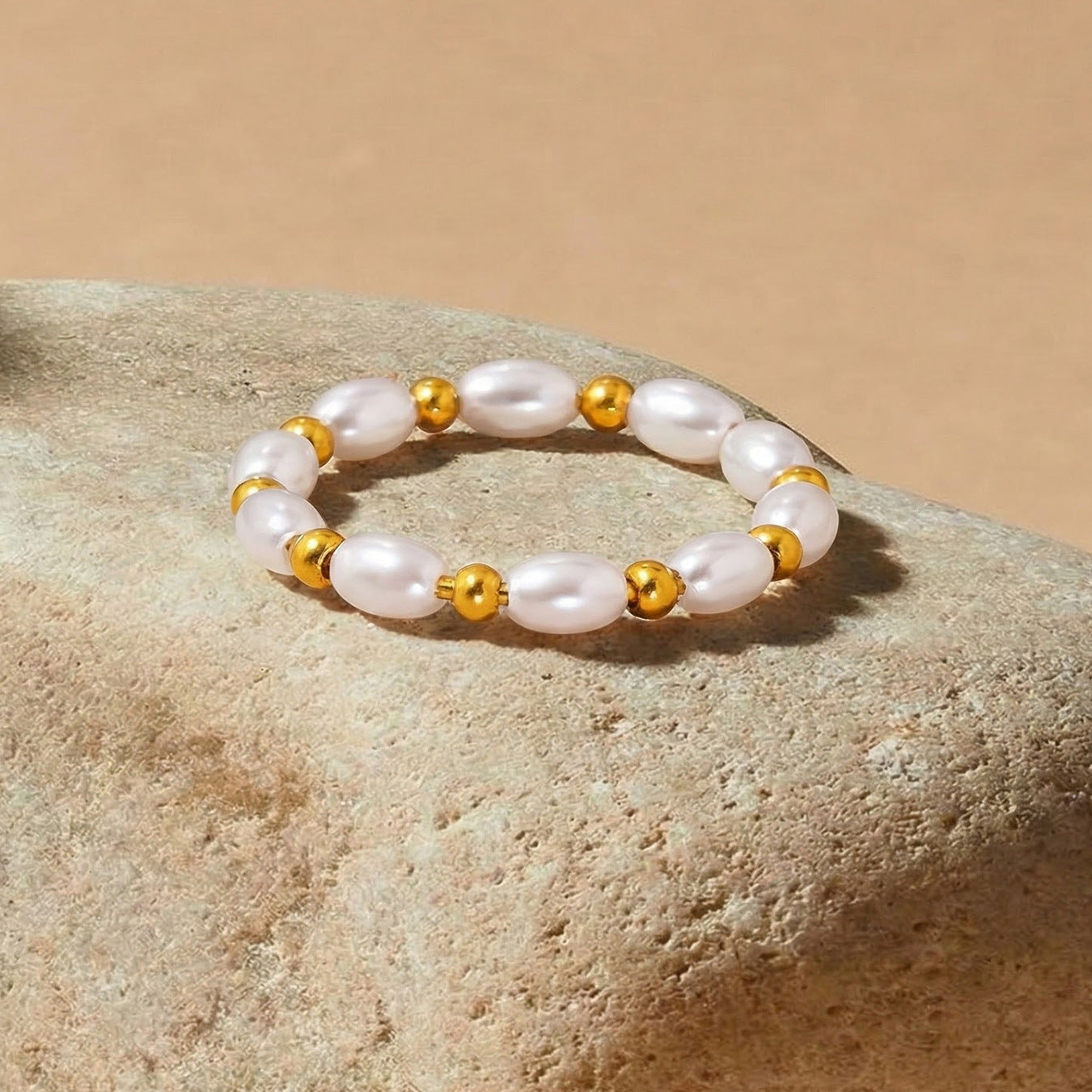 Womens Niche Design Ring With Imitation Pearl And Bead Accents