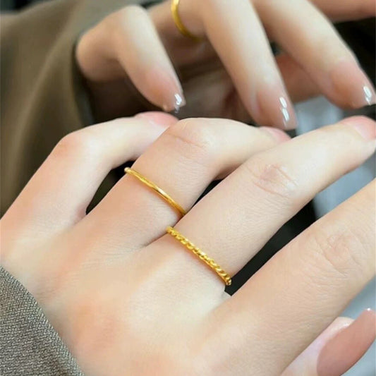 Twisted Minimalist Plain Band Faux Gold Ring